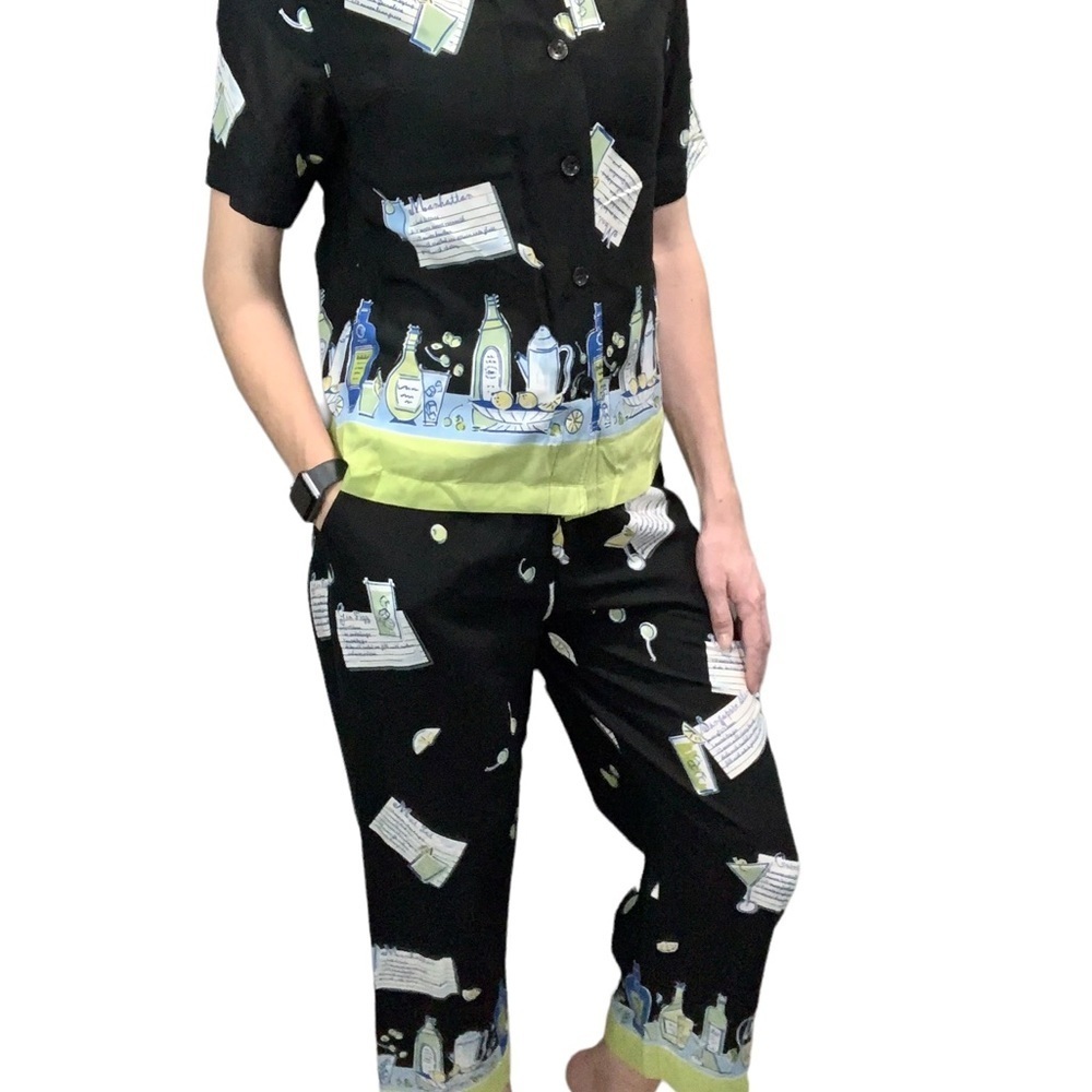 Vintage Weekend Clothes Line “Cocktail” 2 Piece Shirt and Pants Set